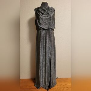 NWT Chenault Black Silver Metallic Knit Dress Size Large